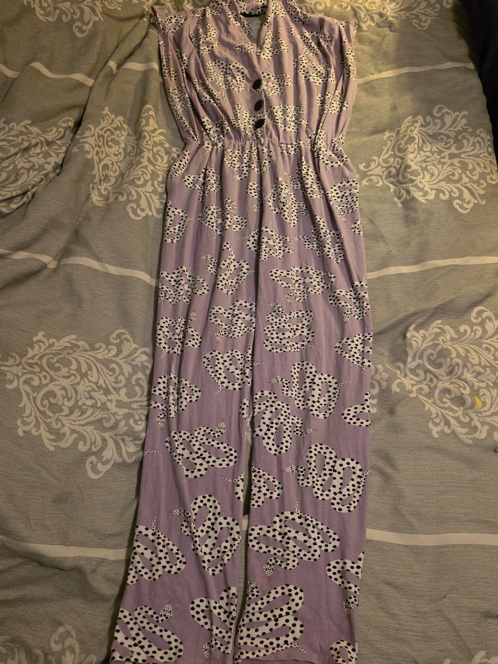 Nooworks Lavender Jumpsuit with White and Black Spot Pattern
